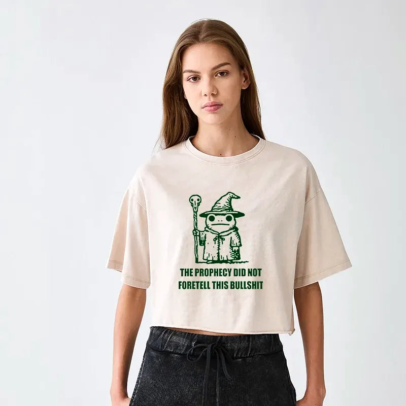 Weird Prophecy Washed Crop Top for Daily Wear