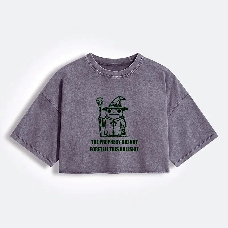 Weird Prophecy Washed Crop Top for Daily Wear