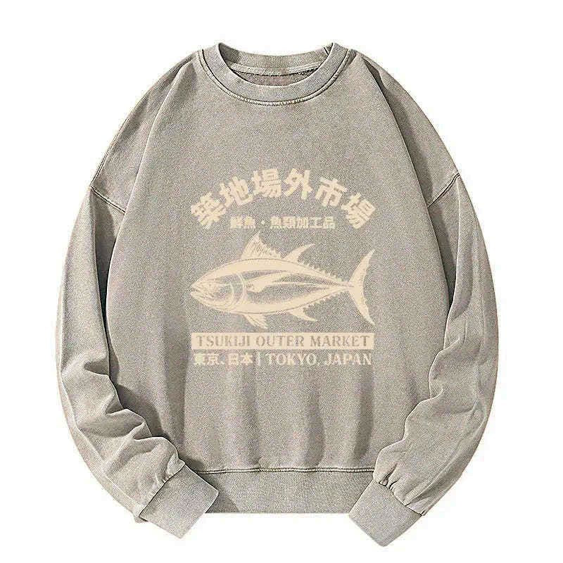 Kyoto-Lion Japan Tsukiji Fish Market Washed Sweatshirt
