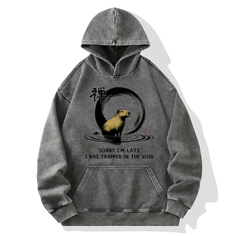 Kyoto-Lion Zen Capybara Was Trapped In The Void Washed Hoodie