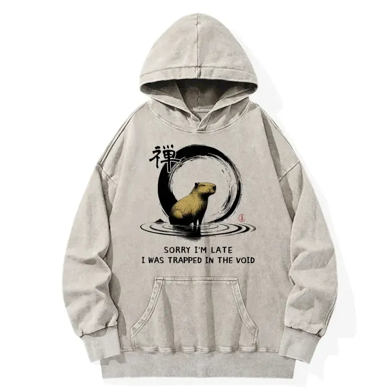 Kyoto-Lion Zen Capybara Was Trapped In The Void Washed Hoodie