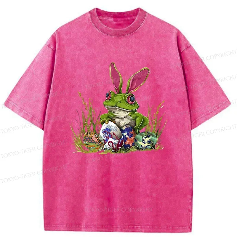 Japanese Washed Frog Tee for Streetwear