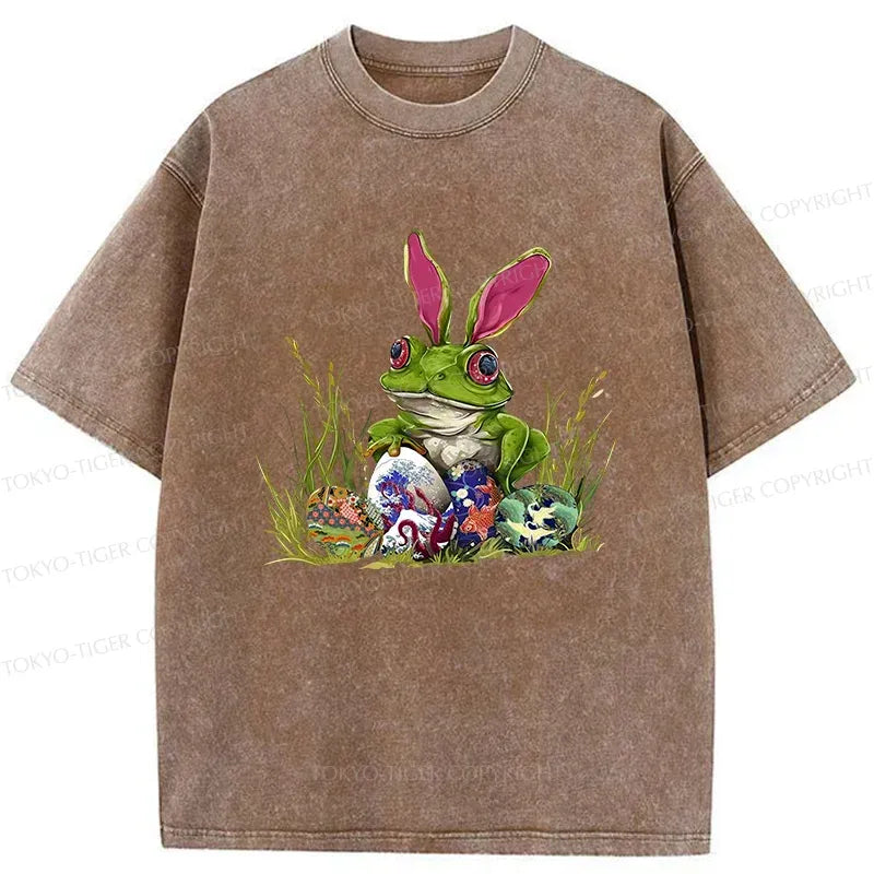 Kyoto-Lion Easter Frog Funny Washed T-Shirt