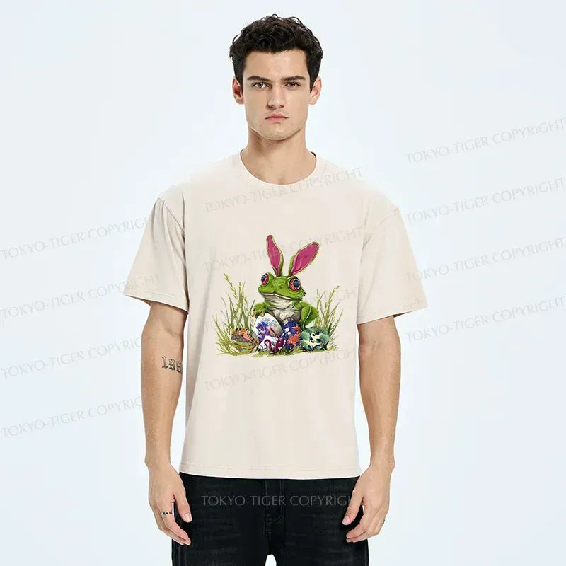 Japanese Washed Frog Tee for Streetwear