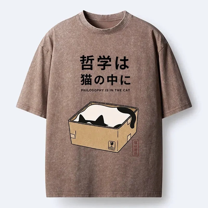 Washed Ukiyo-e Cat Tee for Streetwear