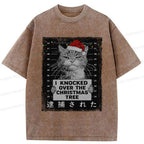 Kyoto-Lion Funny Christmas Cat£ºI knocked over The Christmas Tree Washed T-Shirt