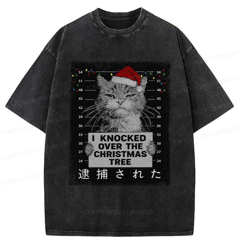 Kyoto-Lion Funny Christmas Cat£ºI knocked over The Christmas Tree Washed T-Shirt