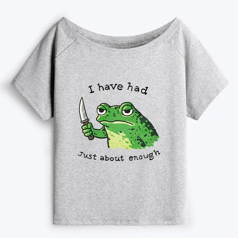 Kyoto-Lion Impatient Frog Off Shoulder T-Shirt