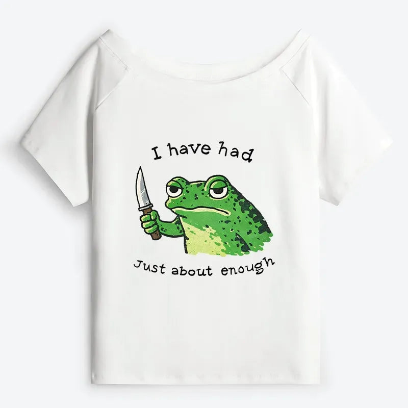 Impatient Frog Off Shoulder T-Shirt for Women