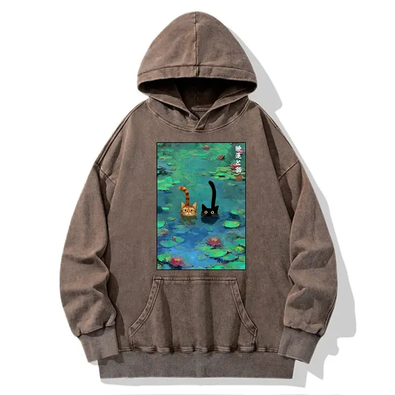 Funny Cats Washed Hoodie