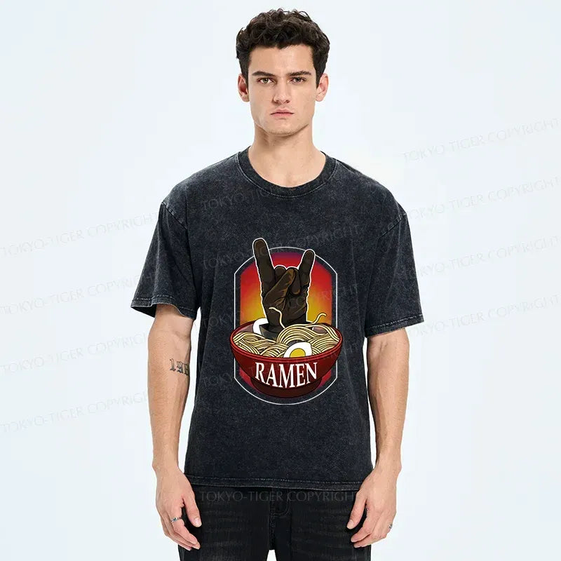 vintage washed ramen t-shirt for men