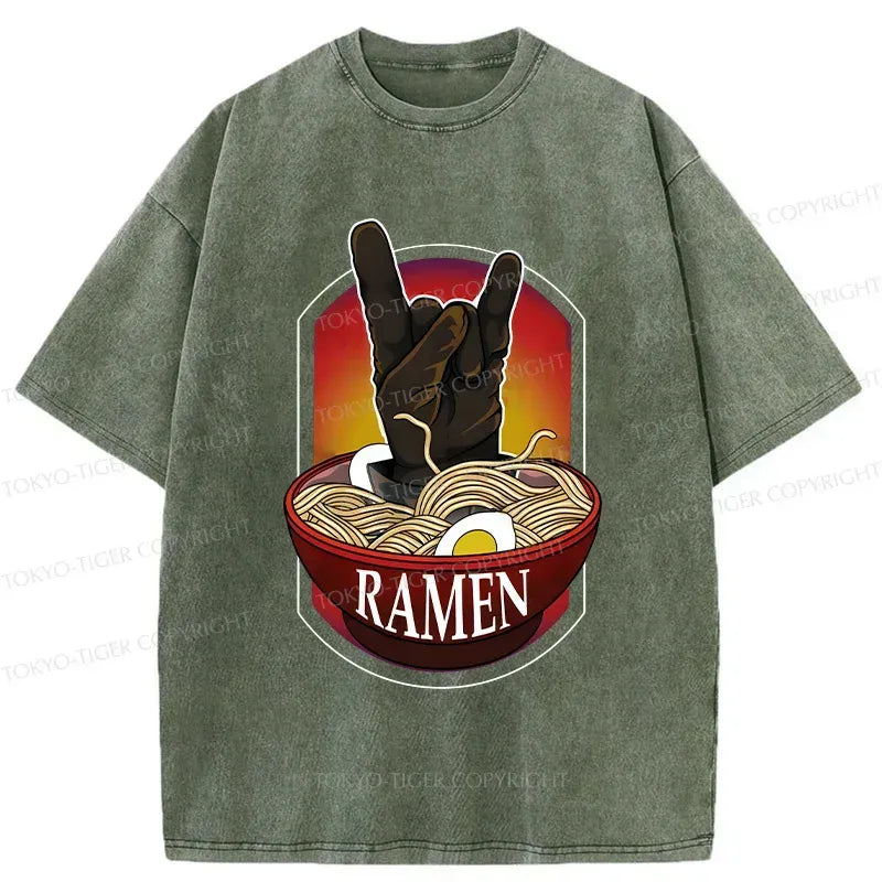 Kyoto-Lion Ramen Hand Gesture Washed T-Shirt