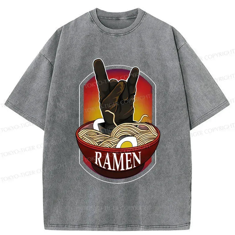 Kyoto-Lion Ramen Hand Gesture Washed T-Shirt