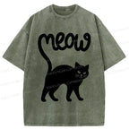 Kyoto-Lion Funny Cat Tail Washed T-Shirt