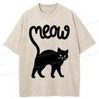 Funny Cat Tail Washed T-Shirt for Daily Wear