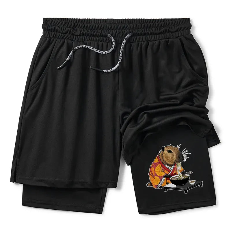 capybara ramen training shorts unisex for vacation