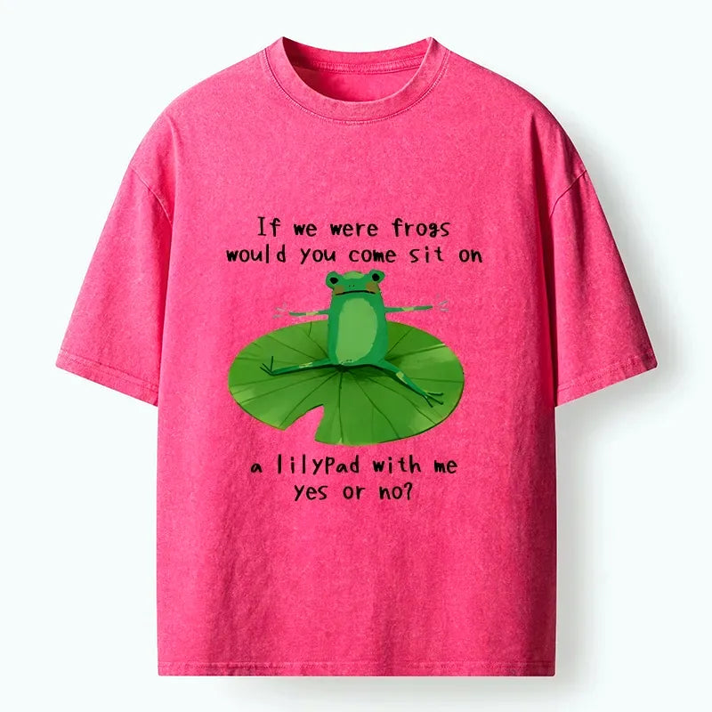 Kyoto-Lion Frog Sit With Me Washed T-Shirt