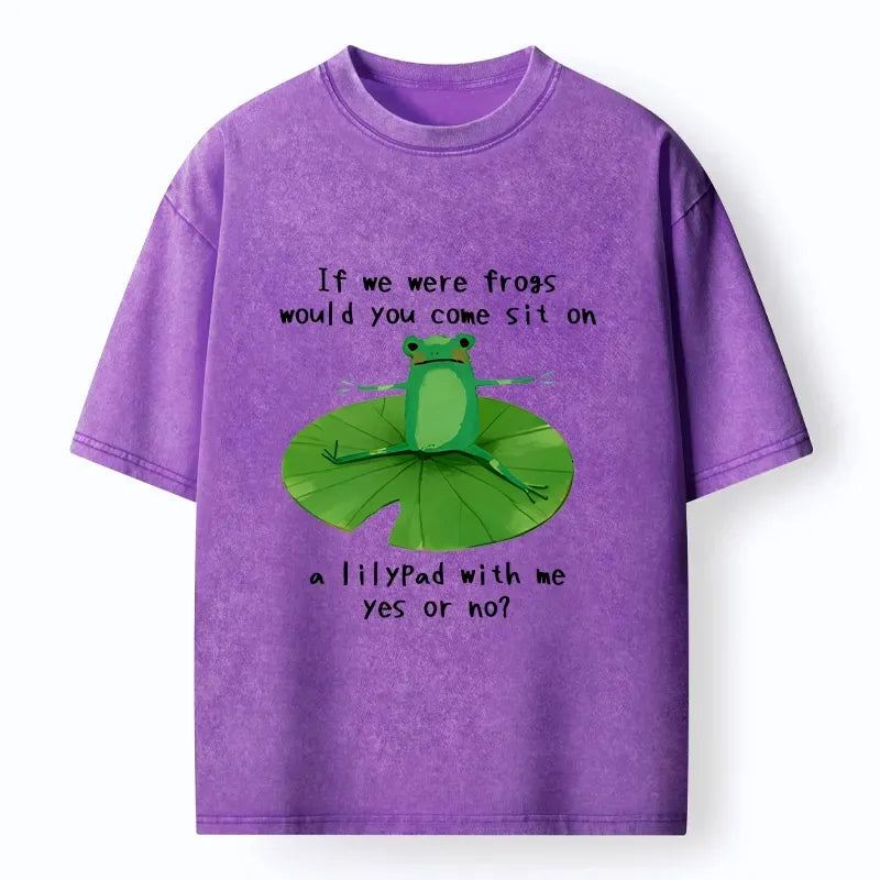 Kyoto-Lion Frog Sit With Me Washed T-Shirt