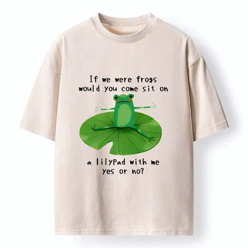 Kyoto-Lion Frog Sit With Me Washed T-Shirt