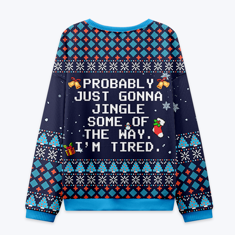 Kyoto-Lion Too Tired to Fully Jingle Christmas Ugly Sweatshirt
