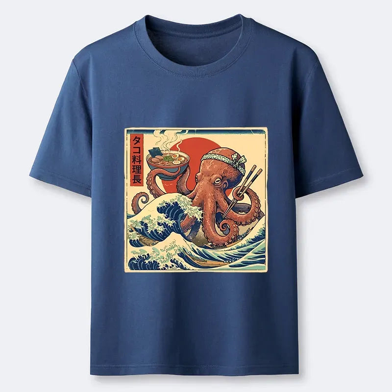 Vintage Ukiyo-E Octopus T-Shirt for Daily Wear