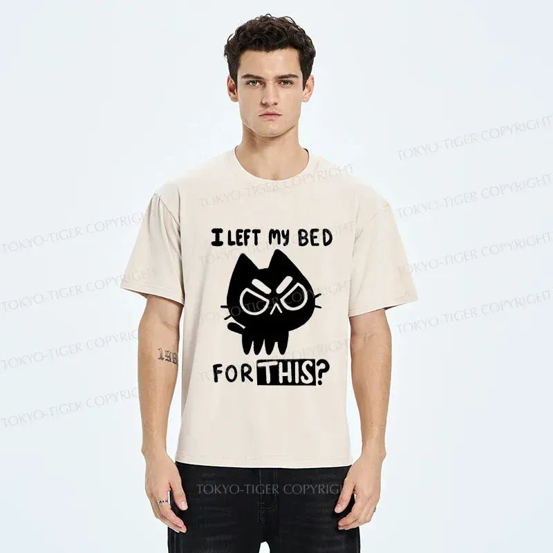 Kyoto-Lion Dissatisfied Cat Meme Washed T-Shirt
