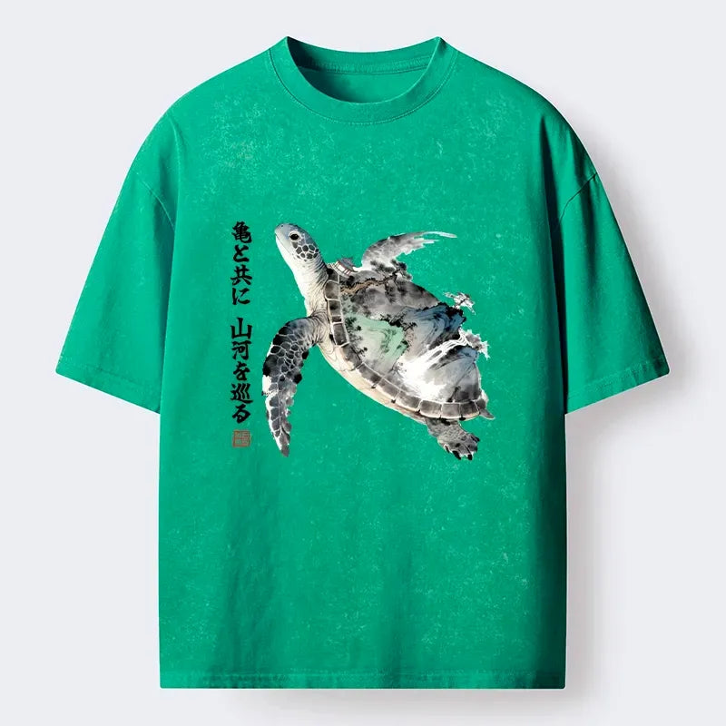 Washed Sea Turtle Art T-Shirt