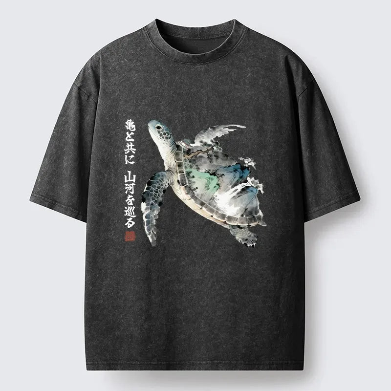 Japanese Ink Wash Sea Turtle T-Shirt