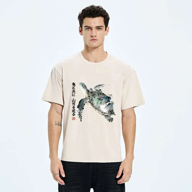 Washed Sea Turtle Art T-Shirt