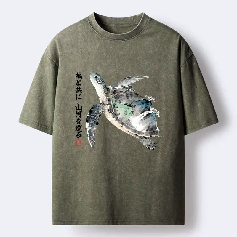Japanese Ink Wash Sea Turtle T-Shirt