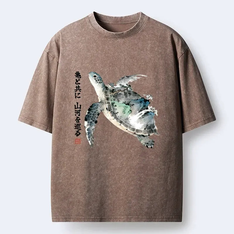 Japanese Ink Wash Sea Turtle T-Shirt