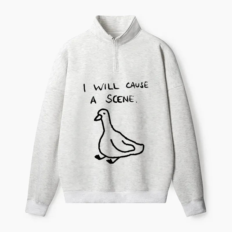 Stupid Goose Half Zip Fleece Sweatshirt on Sale