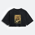 Kyoto-Lion Cute Capybara Eating Ramen Women's Washed Crop T-Shirt