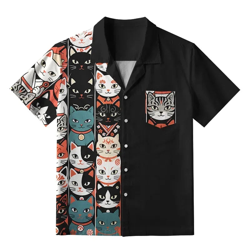 Kyoto-Lion Japanese Cat Portrait Collection Aloha Hawaiian Shirt