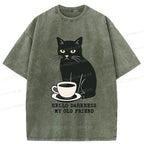 Unique Black Cat Coffee T-Shirt Gift Idea
