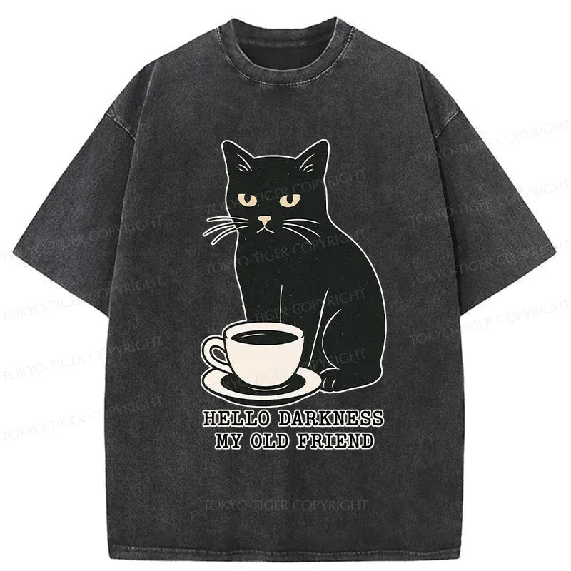 Comfortable Black Cat Coffee T-Shirt for Men