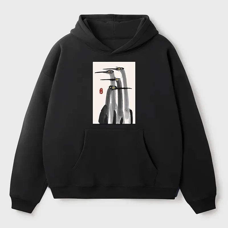 Kyoto-Lion Japanese Crane Poster Adult Fleece Hoodie