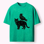 Japanese Vintage Spooky Cat Meme T-Shirt
