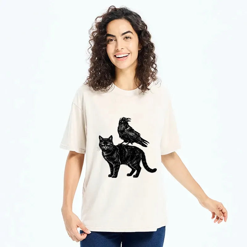 Japanese Vintage Spooky Cat Meme T-Shirt