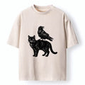 Japanese Vintage Spooky Cat Meme T-Shirt