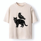 Japanese Vintage Spooky Cat Meme T-Shirt