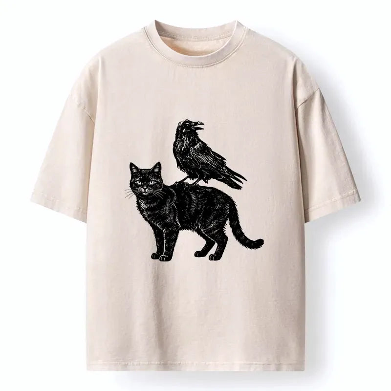 Japanese Vintage Spooky Cat Meme T-Shirt