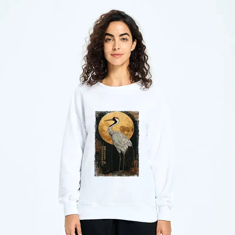 vintage japanese crane sweatshirt free shipping