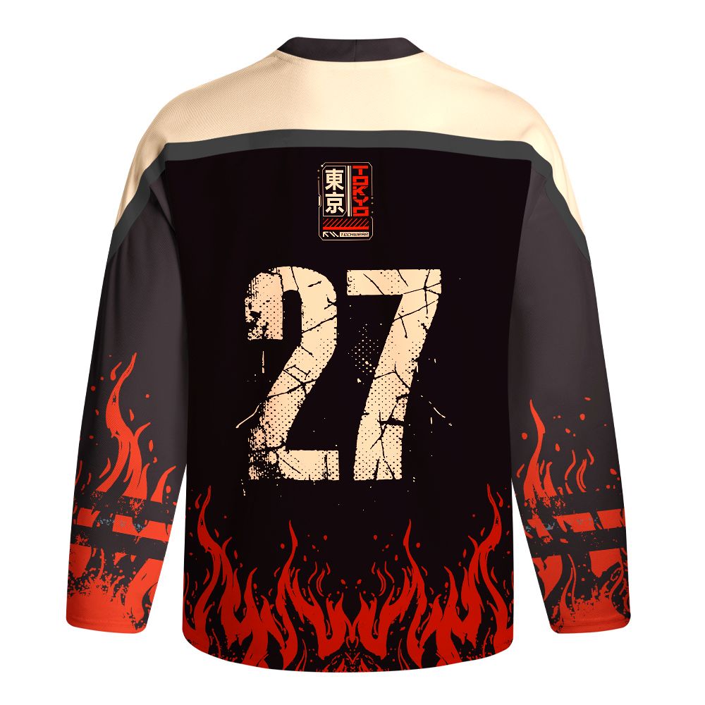 Kyoto-Lion Retro Steampunk Mecha Cat Monster Long-Sleeve Hockey Jersey