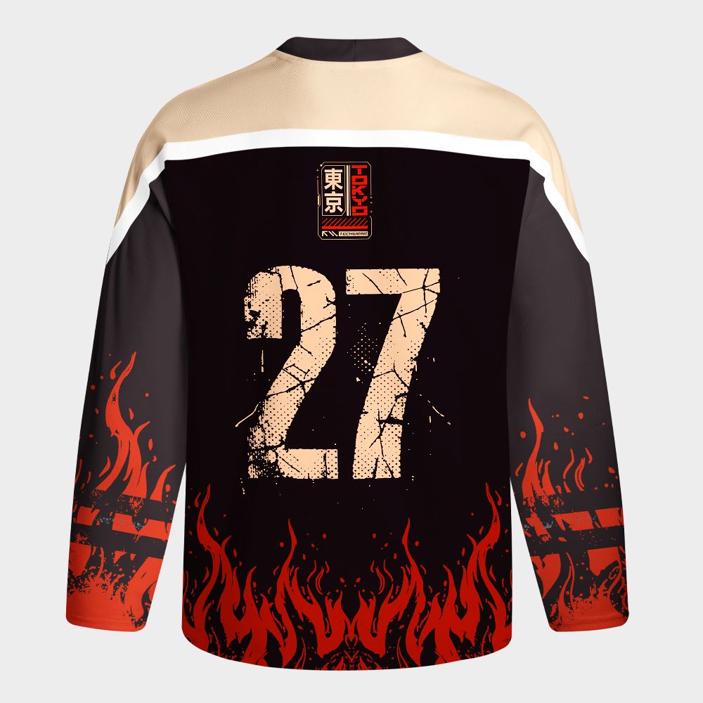 Kyoto-Lion Retro Steampunk Mecha Cat Monster Long-Sleeve Hockey Jersey