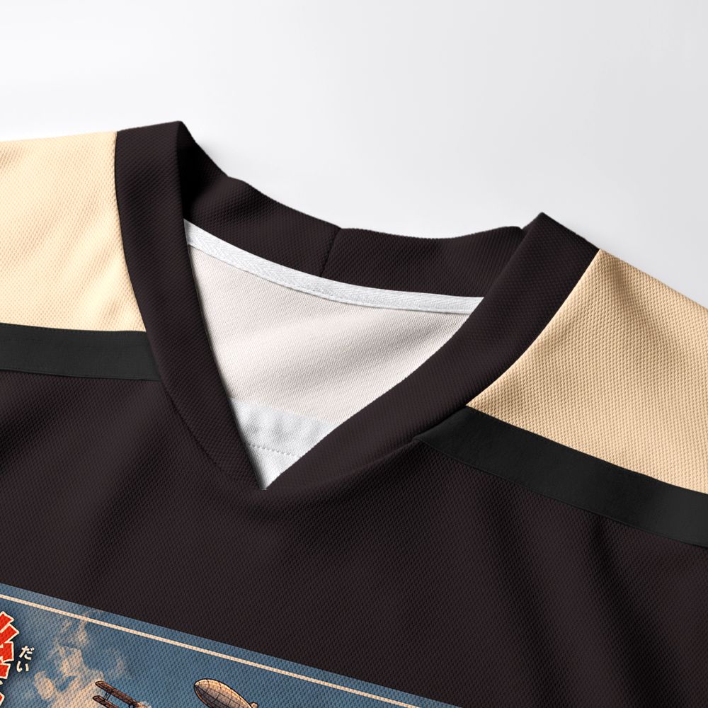 Kyoto-Lion Retro Steampunk Mecha Cat Monster Long-Sleeve Hockey Jersey