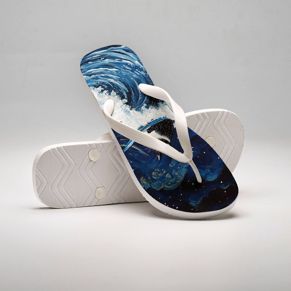 Japanese Vintage Cat Flip Flops for Beach