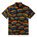 Kyoto-Lion Rainbow Lip Print Button-up Shirt