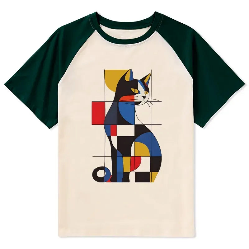 Japanese Cat Raglan T-shirt for Gift Idea