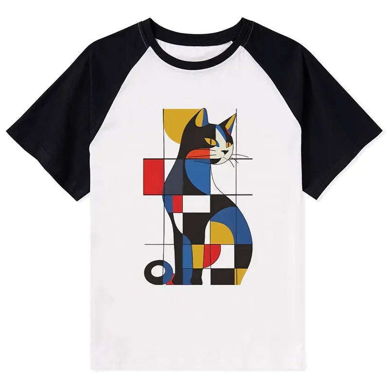 Mondrian Cat Unisex T-shirt for Daily Wear